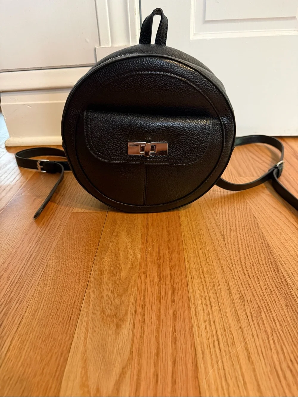 Steve Madden Black Mini Circular Backpack Purse